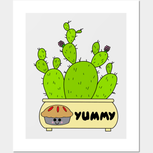 Cute Cactus Design #146: Prickly Pear Cacti In Yummy Pie Planter Posters and Art